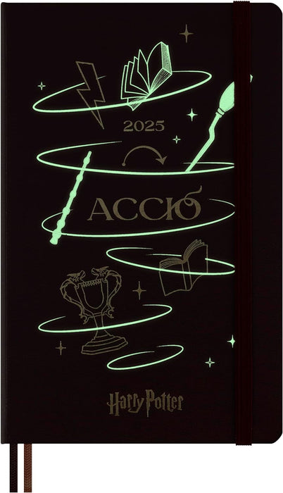 Moleskine Daily Planner Wizarding World Harry Potter Spells Collection Accio, 12-Month Daily Planner, Phosphorescent Hardcover, Large Size 13 x 21 cm