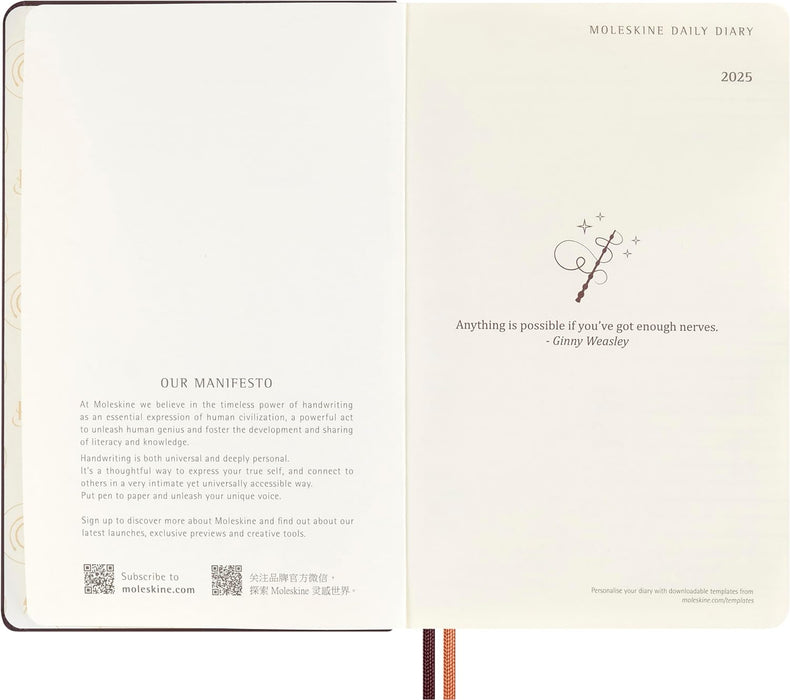 Moleskine Daily Planner Wizarding World Harry Potter Spells Collection Accio, 12-Month Daily Planner, Phosphorescent Hardcover, Large Size 13 x 21 cm