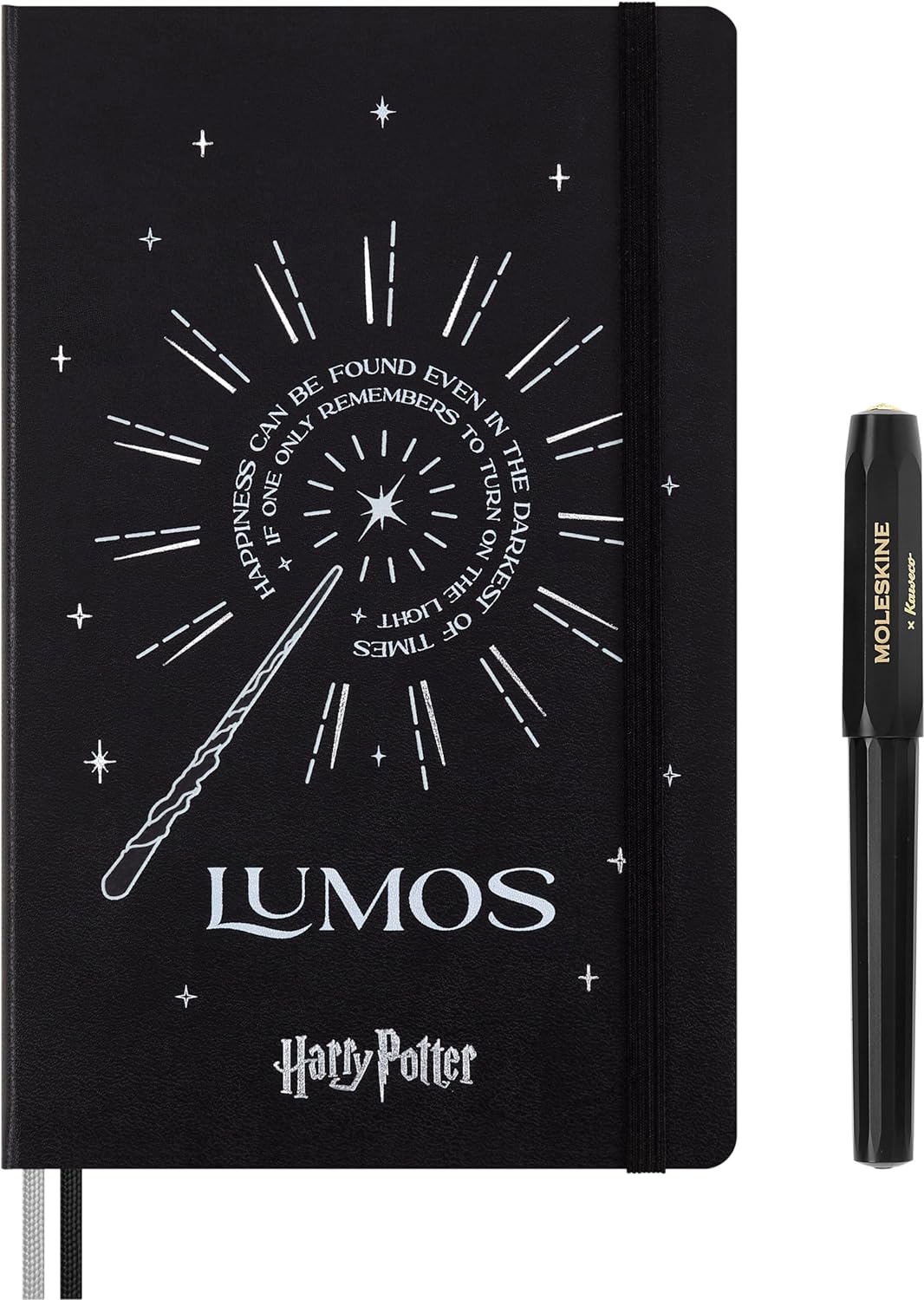 Moleskine Wizarding World Harry Potter Spells Collection Gift Box, Gift Set with Kaweco Roller Pen and Ruled Notebook with Hardcover and Elastic Closure Large Size 13 x 21 cm