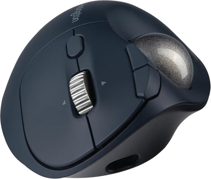 Kensington Pro Fit Ergo TB550 Rechargeable Bluetooth 2.4GHz Ergonomic 34mm Thumb Operated Trackball Mouse with Multi Directional 4D Scroll wheel, Made from 51% Recycled plastic (K72196WW