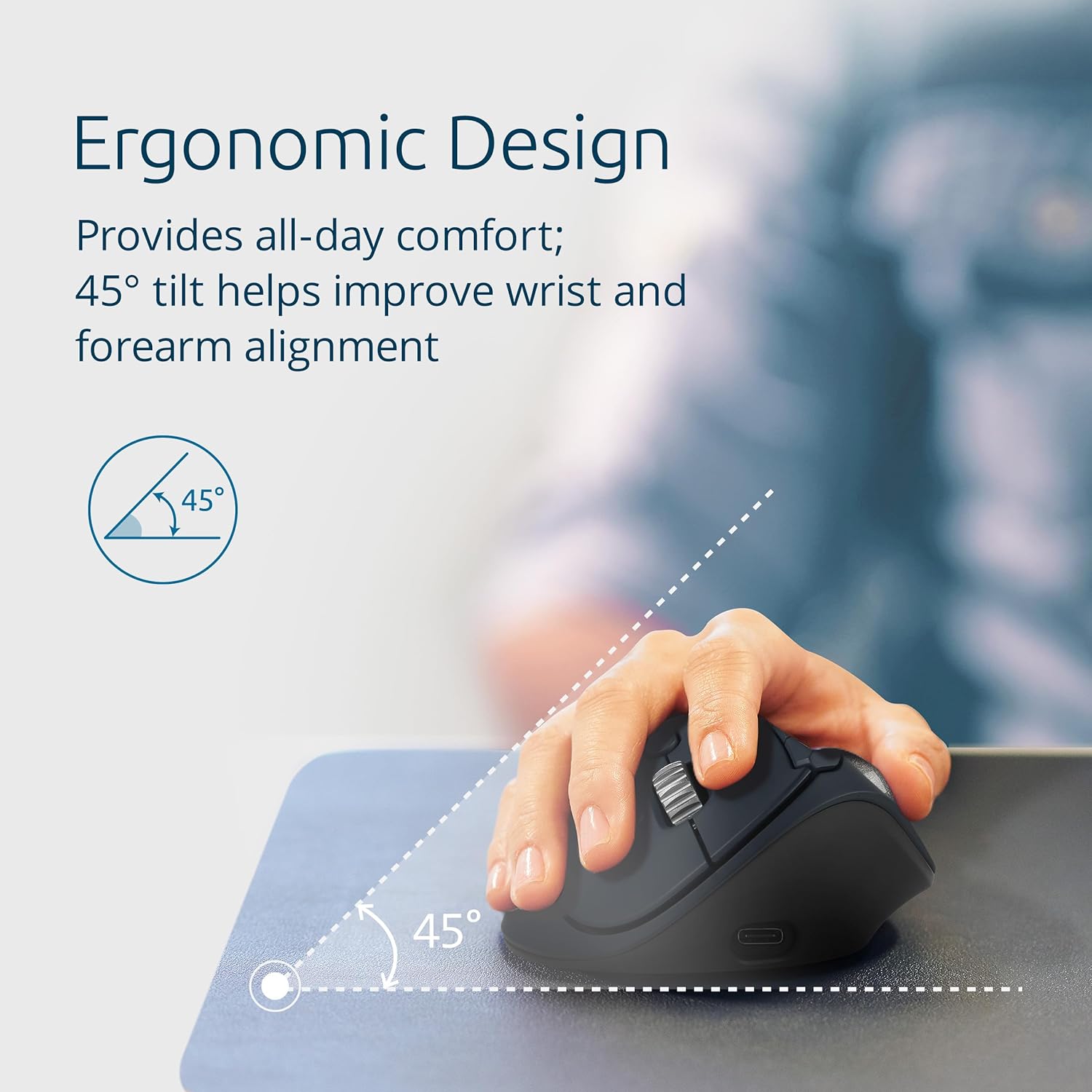 Kensington Pro Fit Ergo TB550 Rechargeable Bluetooth 2.4GHz Ergonomic 34mm Thumb Operated Trackball Mouse with Multi Directional 4D Scroll wheel, Made from 51% Recycled plastic (K72196WW