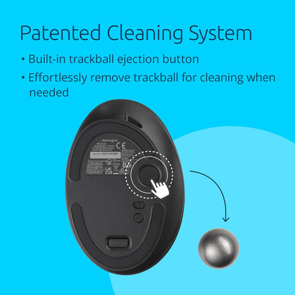 Kensington Pro Fit Ergo TB550 Rechargeable Bluetooth 2.4GHz Ergonomic 34mm Thumb Operated Trackball Mouse with Multi Directional 4D Scroll wheel, Made from 51% Recycled plastic (K72196WW