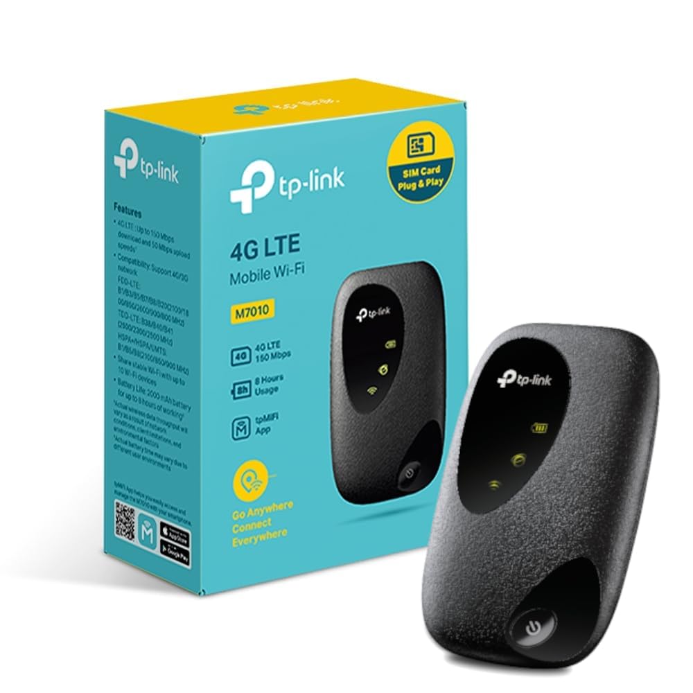 TP-Link M7010 4G+ MiFi, Portable Travel WiFi, Low Cost Unlocked LTE-Advanced Cat4 Mobile WiFi Hotspot Dongle, 2000mAh battery, High Global Compatibility, Easy App Management