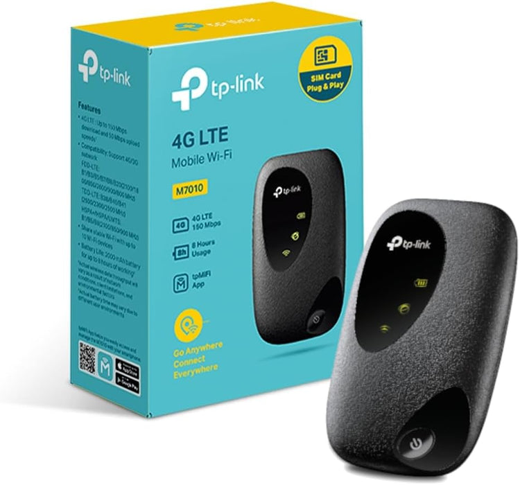 TP-Link M7010 4G+ MiFi, Portable Travel WiFi, Low Cost Unlocked LTE-Advanced Cat4 Mobile WiFi Hotspot Dongle, 2000mAh battery, High Global Compatibility, Easy App Management