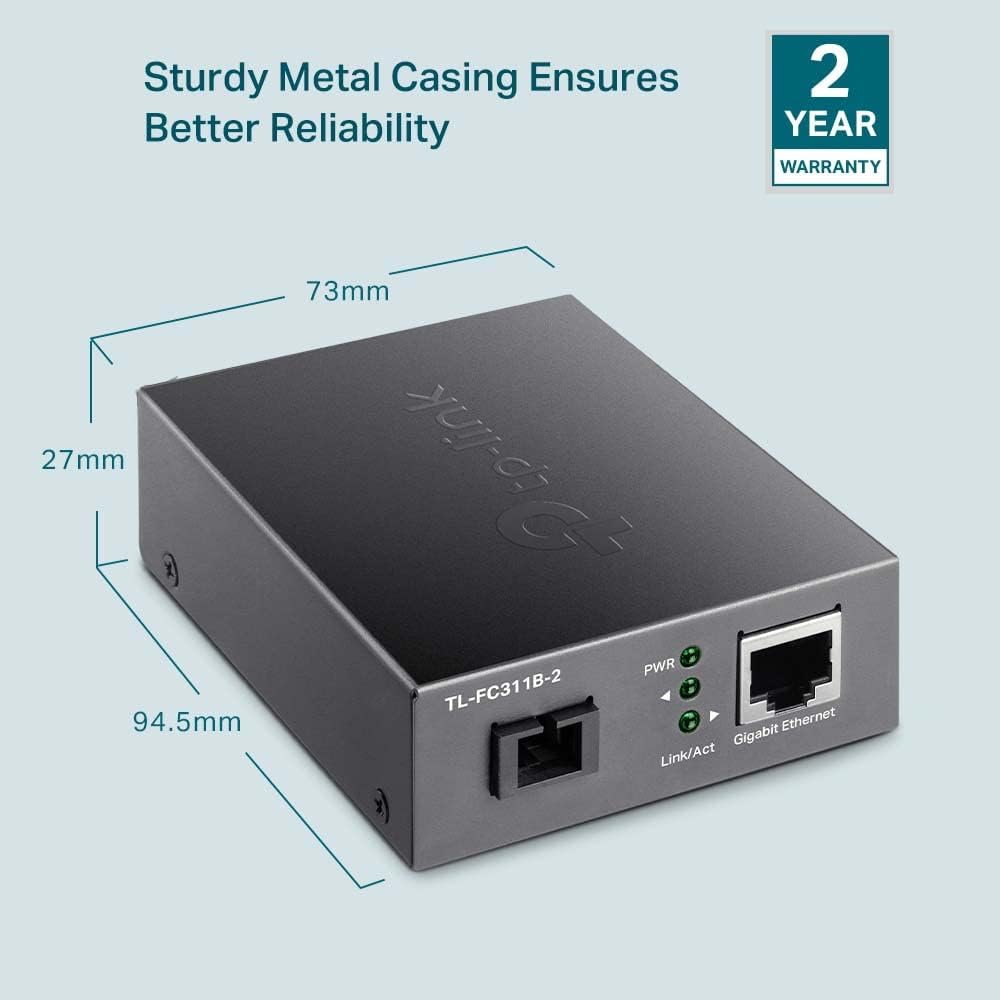 TP-Link Gigabit WDM Media Converter, Auto-negotiation, Extends fiber distance up to 2 km, Plug and play (TL-FC311B-2