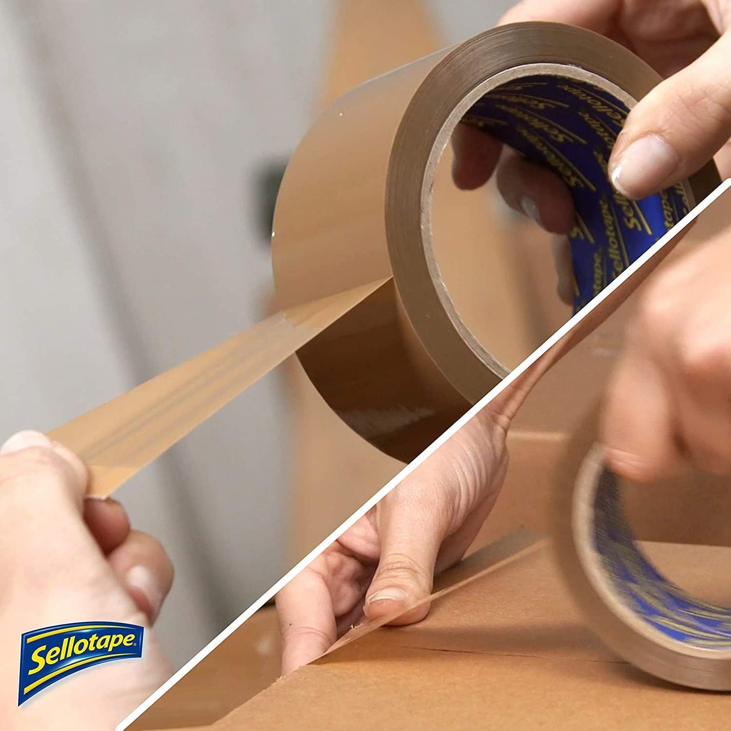 Sellotape Parcel Tape, Brown Tape for Packing, High-Strength Packaging Tape for Professional & Office Use, Packing Tape for Heavy Loads