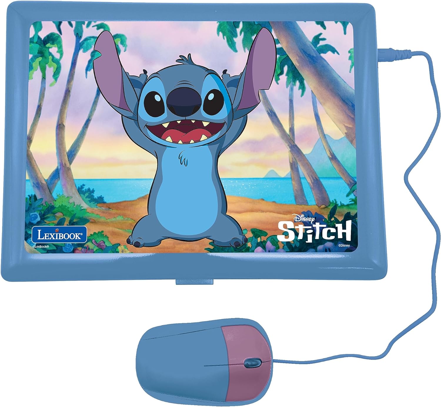 Lexibook, Disney Stitch, Bilingual English/French Educational Laptop, 124 Language Activities, Writing, Maths, Logic, Music and Games, Boys and Girls, Purple / blue, JC598Di1