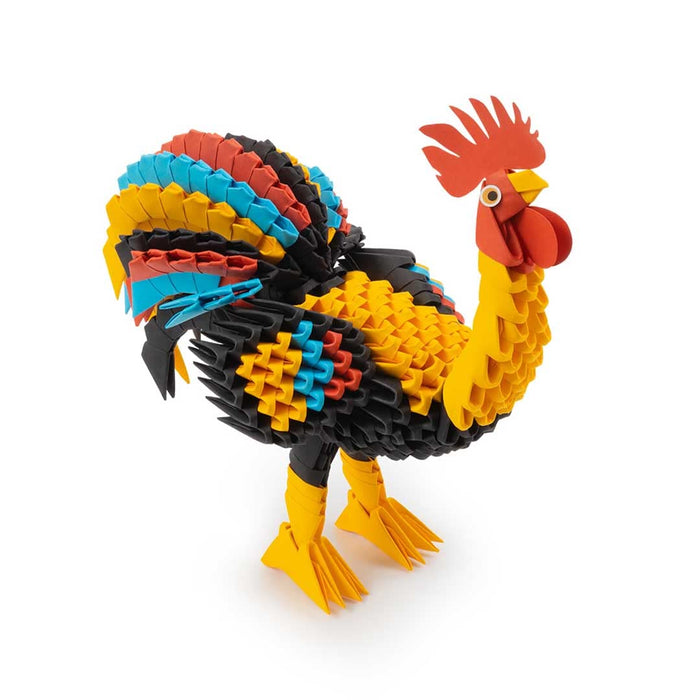 Origami 3D 501841-3D Origami Rooster - Beautiful 3D Paper Sculpture with Patented Components and Comprehensible Building Instructions (English language not guaranteed), 517 Pieces, 13 x 18 x 17 cm