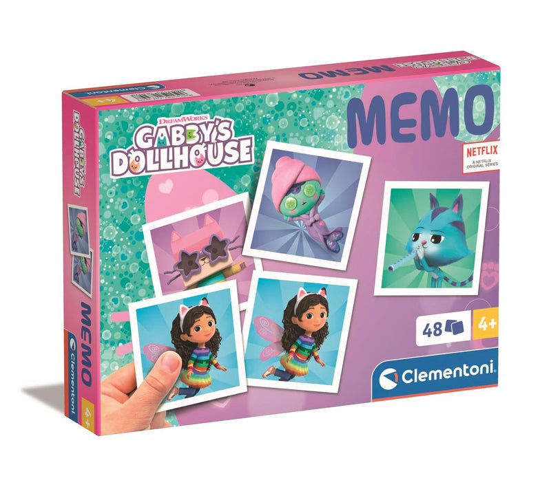Clementoni Educational Game Memo Gabby'S Dollhouse 48 Tiles - Game For Children 3-5 Years, Flash Card Games, Learning Logical Thinking, 2 Players, Gift For Boy/Girl, Cartoon, Made In Italy, 18309