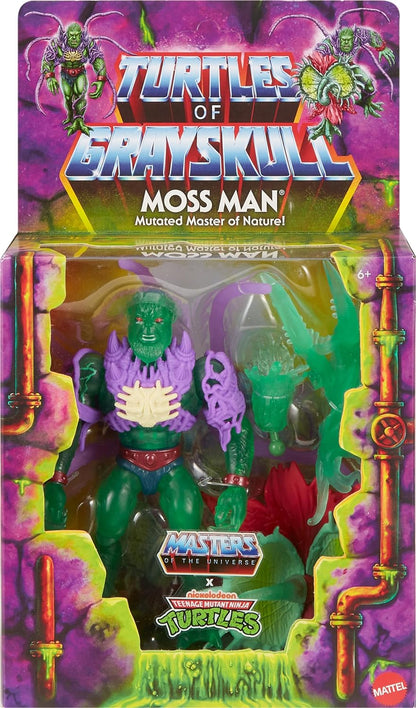 Masters of the Universe Origins Turtles of Grayskull Action Figure, Deluxe Posable Mutated Moss Man Toy, Teenage Mutant Ninja & Masters of the Universe Crossover