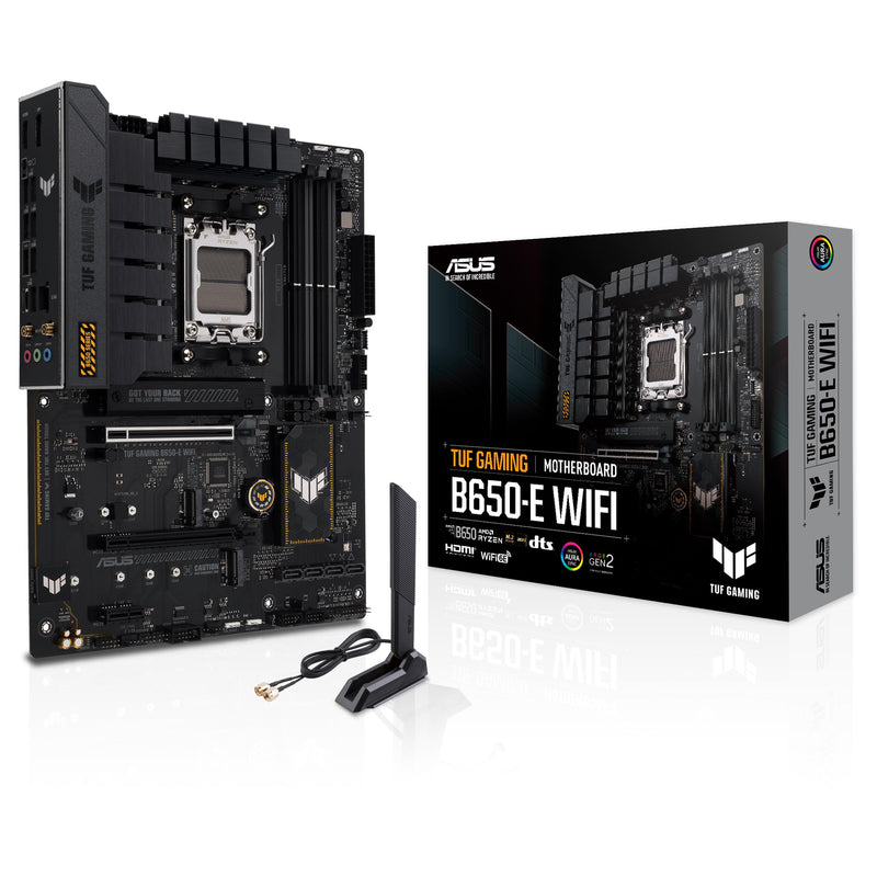 ASUS TUF GAMING B650M-E WIFI Mainboard Sockel AMD AM5 (Ryzen 7000, mATX, PCIe 5.0, DDR5-Speicher, WIFI 6E, USB 3.2 Gen 2x2 Typ-C, Aura Sync