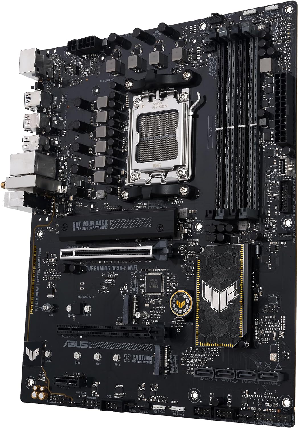 ASUS TUF GAMING B650M-E WIFI Mainboard Sockel AMD AM5 (Ryzen 7000, mATX, PCIe 5.0, DDR5-Speicher, WIFI 6E, USB 3.2 Gen 2x2 Typ-C, Aura Sync