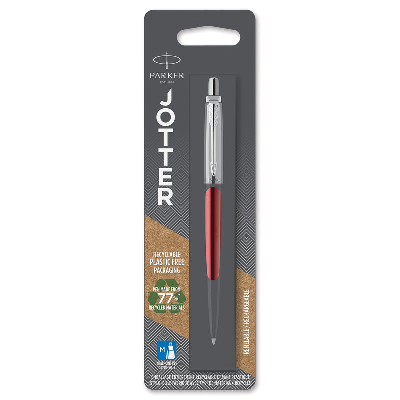 Parker Jotter Ballpoint Pen | Kensington Red | Medium Point Blue Ink kensington red ballpoint