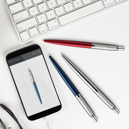 Parker Jotter Ballpoint Pen | Kensington Red | Medium Point Blue Ink kensington red ballpoint