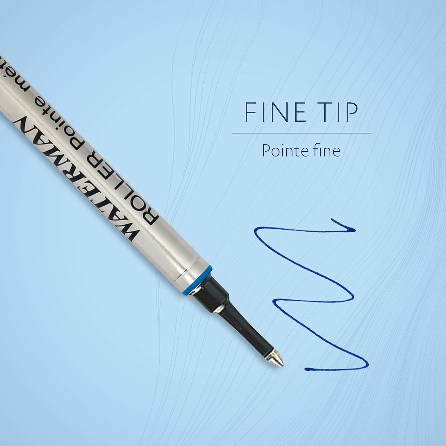 Waterman Rollerball Pen Refill | Fine Point | Blue Ink | 1 Count (Pack of 2