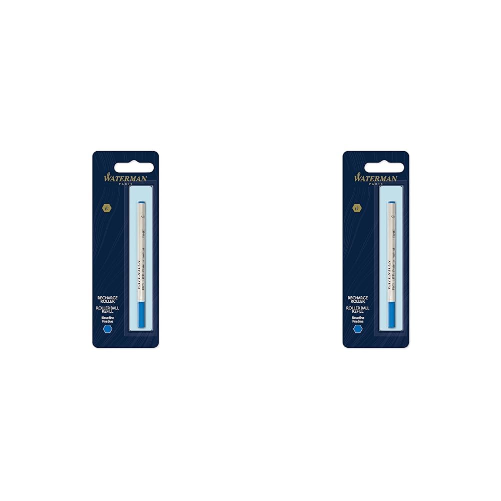 Waterman Rollerball Pen Refill | Fine Point | Blue Ink | 1 Count (Pack of 2