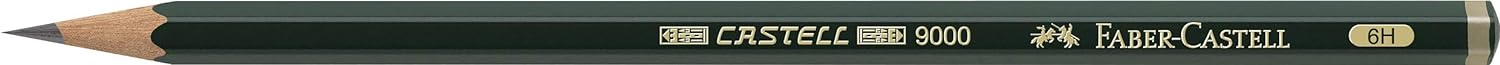 Faber-Castell Miscellaneous Castell 9000 Graphite Pencil, Pencil, 6H, For Art, Craft, Drawing, Sketching, Home, School, University, Colouring 1 count (Pack of 1) 6H