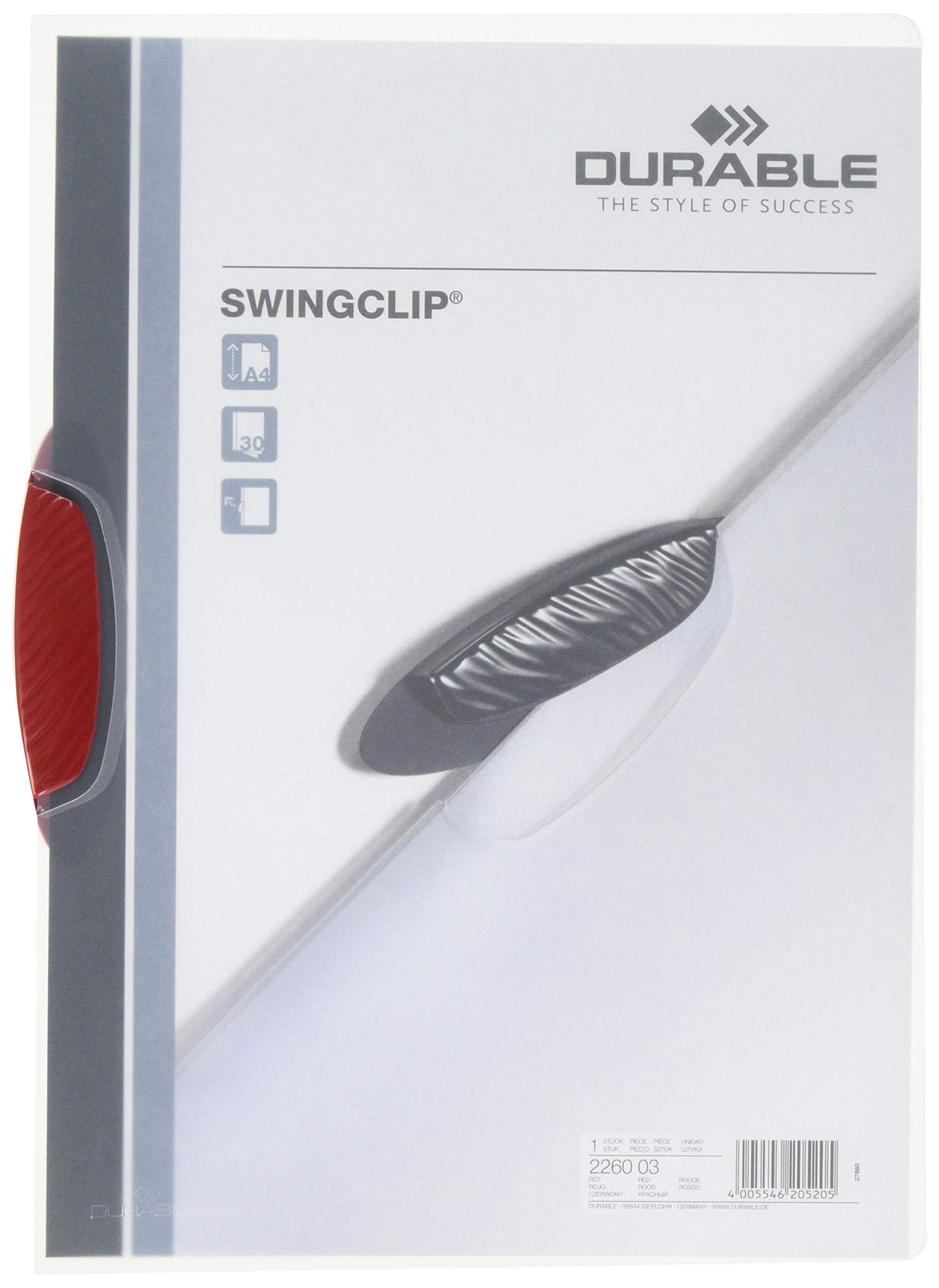 Durable 2260/32 Swingclip Shirt for 1-30 A4 Sheet - Red