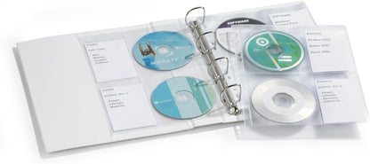 Durable CD/DVD Cover Pocket for 4 Disks - Transparent, Pack of 10