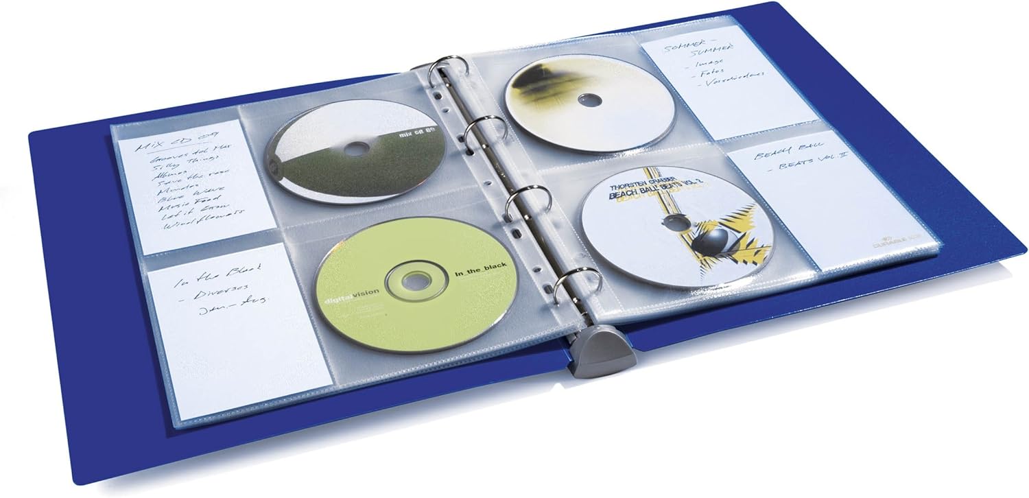 Durable CD/DVD Cover Pocket for 4 Disks - Transparent, Pack of 10