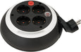 Brennenstuhl Comfort Line Kabelbox CL-S 4-fach/Mini-Kabeltrommel (Indoor-Kabeltrommel für Haushalt, 3m Kabel, Made in Germany) schwarz/weiß