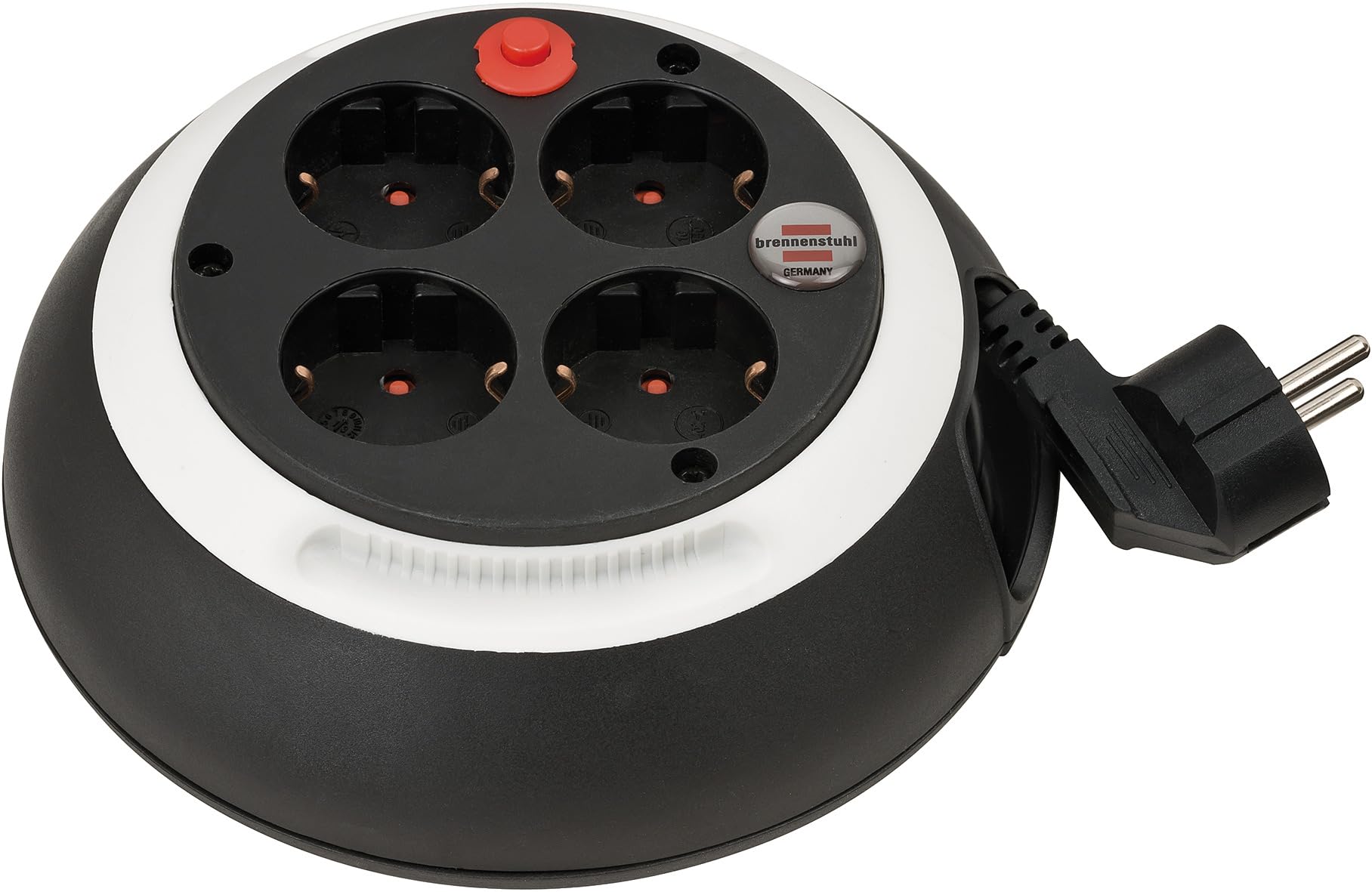 Brennenstuhl Comfort Line Kabelbox CL-S 4-fach/Mini-Kabeltrommel (Indoor-Kabeltrommel für Haushalt, 3m Kabel, Made in Germany) schwarz/weiß