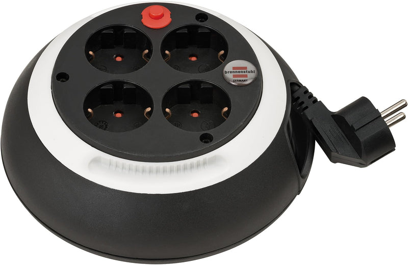 Brennenstuhl Comfort Line Kabelbox CL-S 4-fach/Mini-Kabeltrommel (Indoor-Kabeltrommel für Haushalt, 3m Kabel, Made in Germany) schwarz/weiß