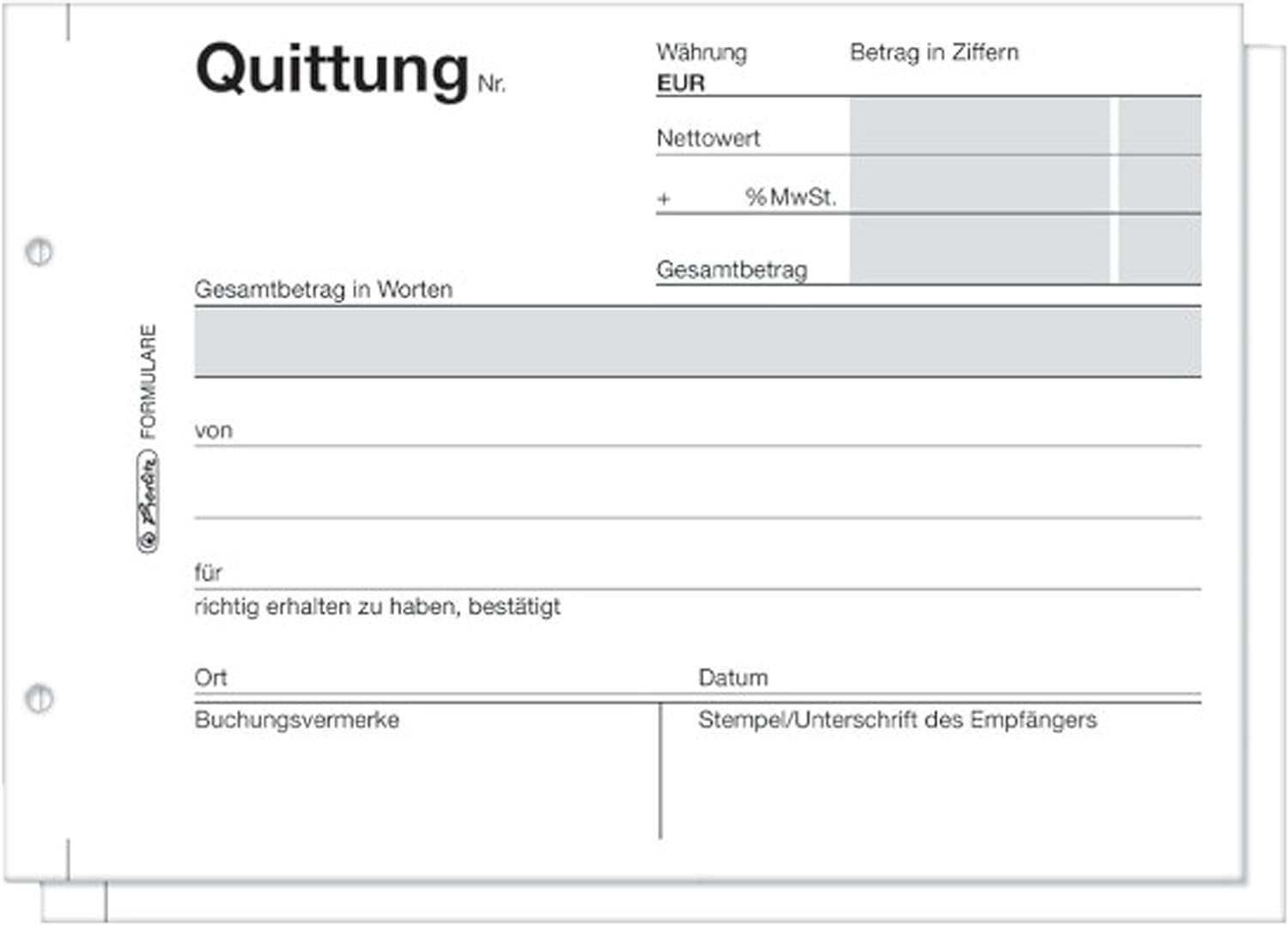 Herlitz 403 Quittung A6 quer – 2 x 50 Blatt 1