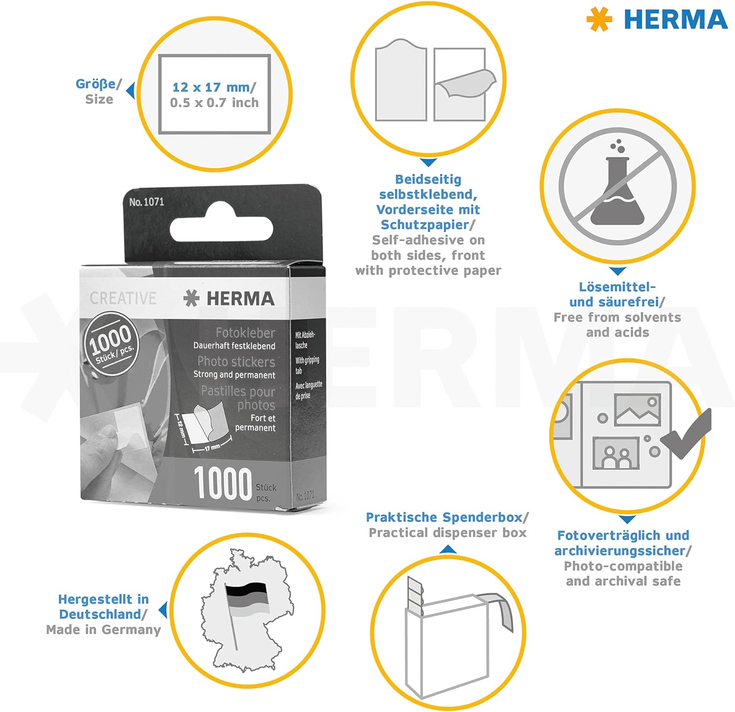 Herma Photo Stickers, 12mm x 17mm, 1000pcs