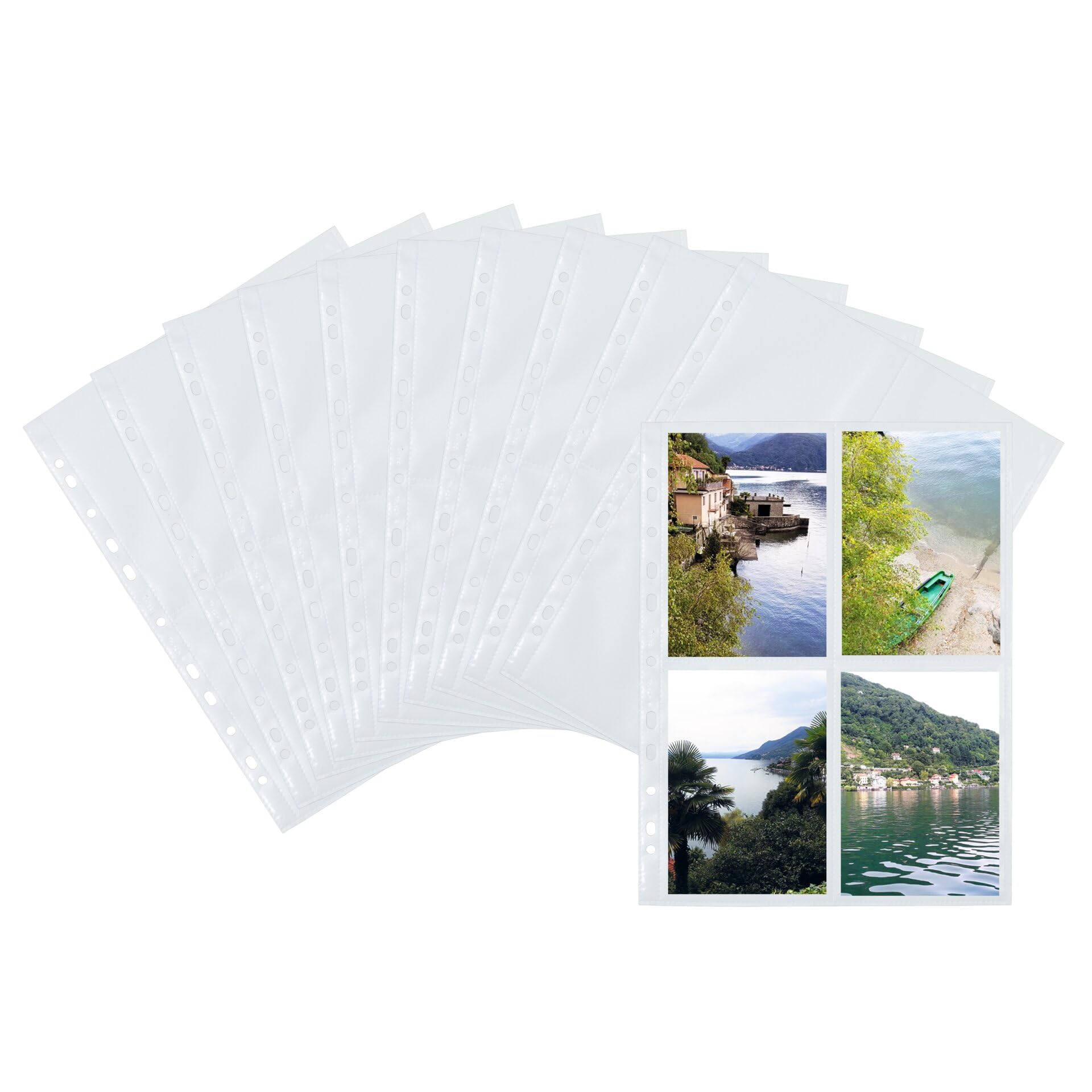 HERMA Photo Pockets for Ring Binder Albums, Acid Free, 10 x 15 cm / 4 x 6 inch Portrait Format, 80 Pockets, White White 10 x 15 cm 10 Sheets