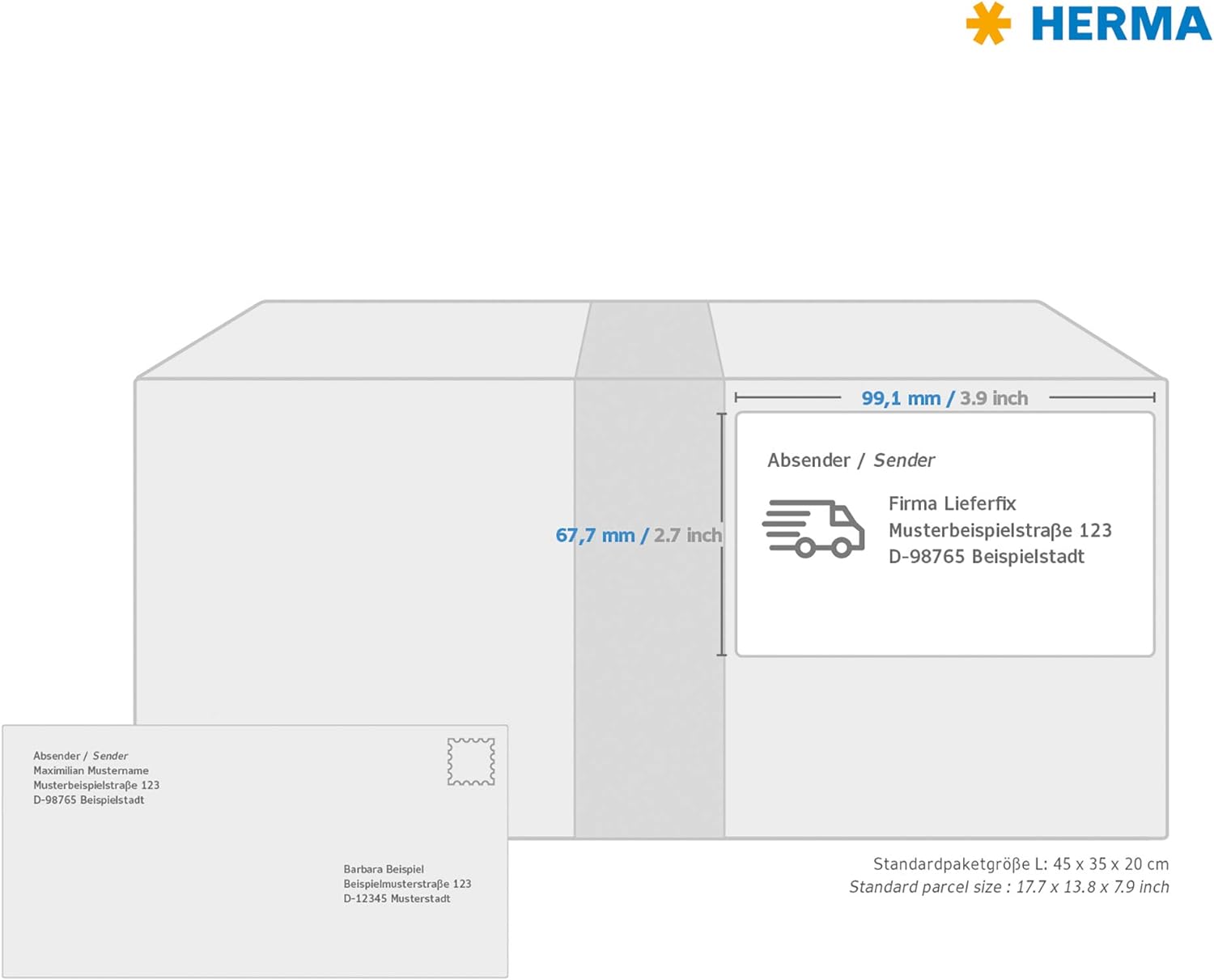 HERMA Self Adhesive Removable Address Mailing Labels, 8 Labels Per A4 Sheet, 200 Labels For Printers, 99.1 x 67.7 mm (10018), White 99.1 x 67.7 mm 25 Sheets