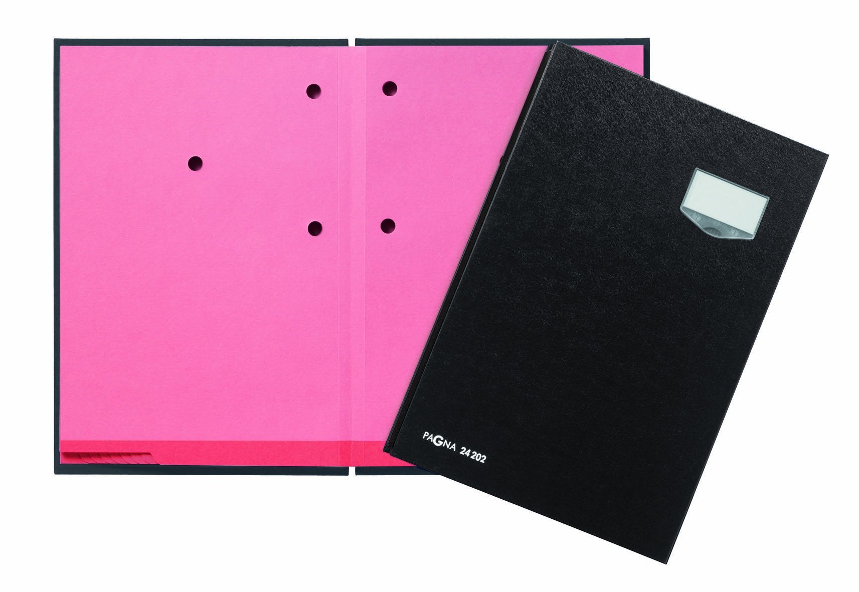 Pagna 24202-04 Unterschriftsmappe, 20-teilig mit ECO-Einband, rosa Löschkarton schwarz