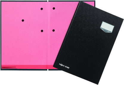Pagna 24202-04 Unterschriftsmappe, 20-teilig mit ECO-Einband, rosa Löschkarton schwarz