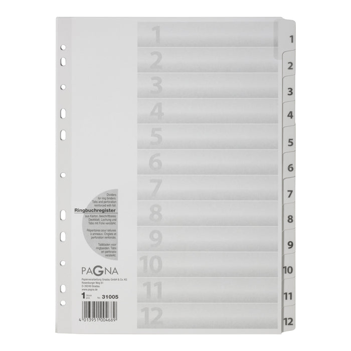 Pagna 31005 08 Register 1-12 A4 12 Part Organiser – White