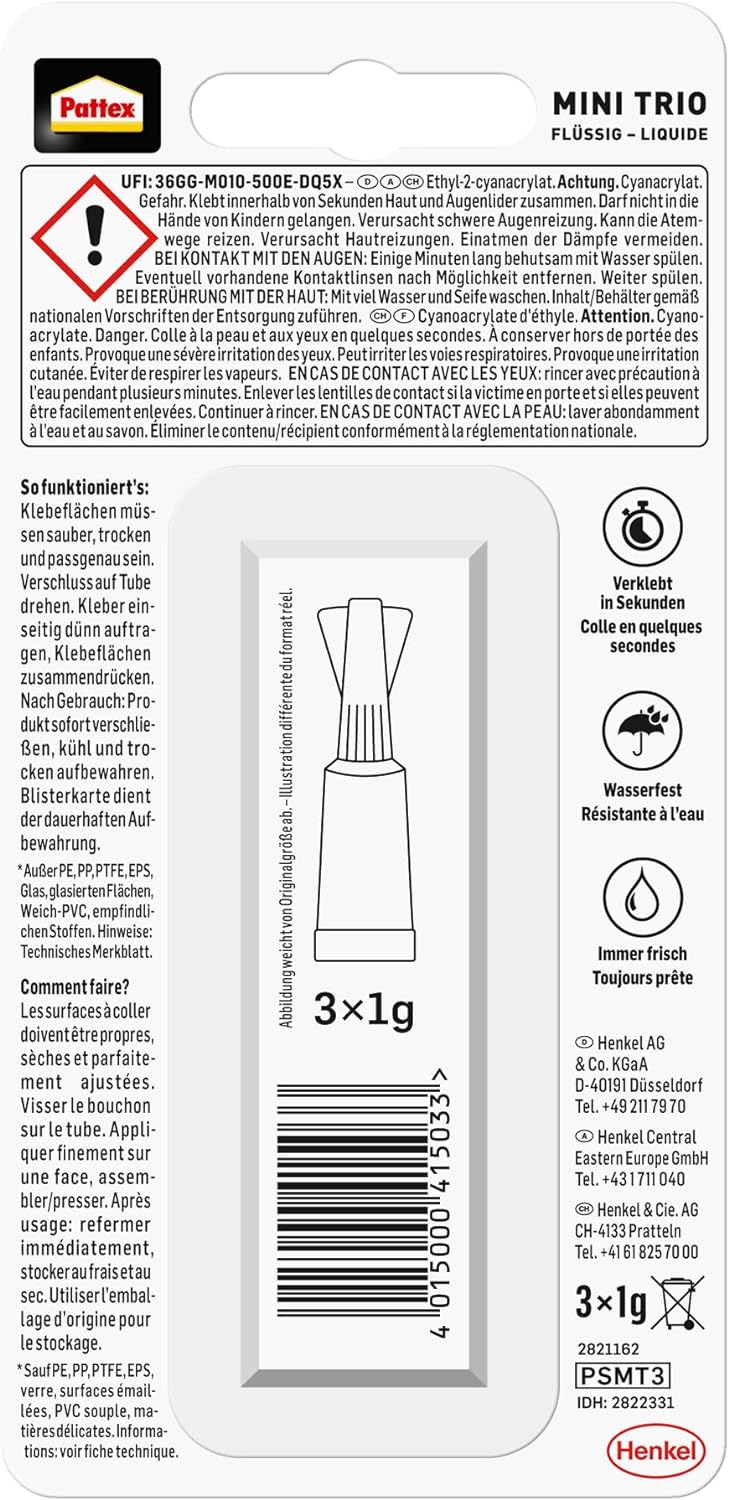 Pattex Sekundenkleber Mini Trio/PSMT2 3x 1g