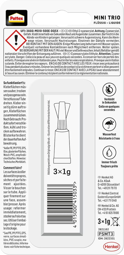 Pattex Sekundenkleber Mini Trio/PSMT2 3x 1g