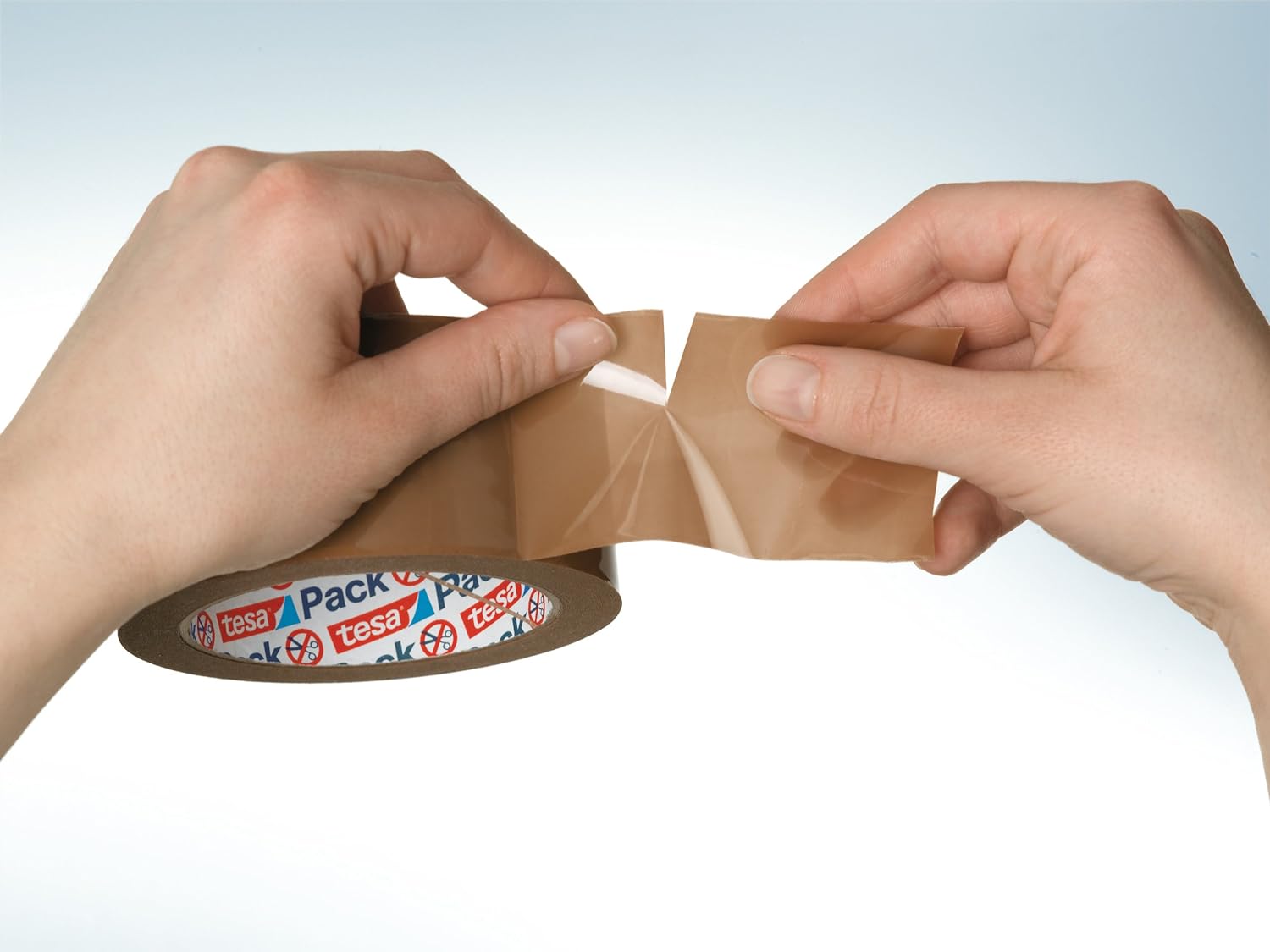 tesa Pack EXPRESS Packaging Tape - Hand Tearable Self-adhesive Roll for Fast Packaging of Parcels and Gifts - 50 m x 50 mm - Brown Brown 50m x 50mm