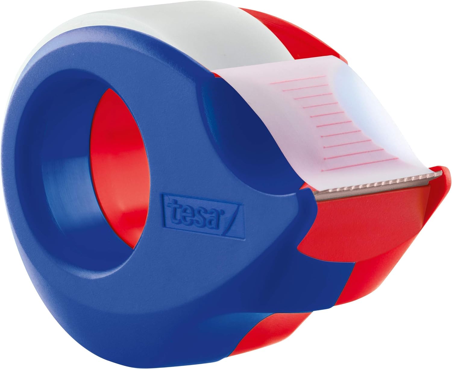 tesa Film Invisible 2 Rolls + Mini Dispenser, Red/Blue, Blister Pack