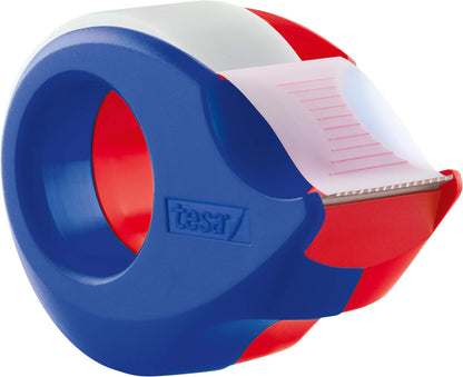 tesa Film Invisible 2 Rolls + Mini Dispenser, Red/Blue, Blister Pack