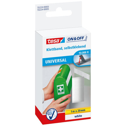 tesa® Klettband/55224-00003-00, weiB, 1mx20mm