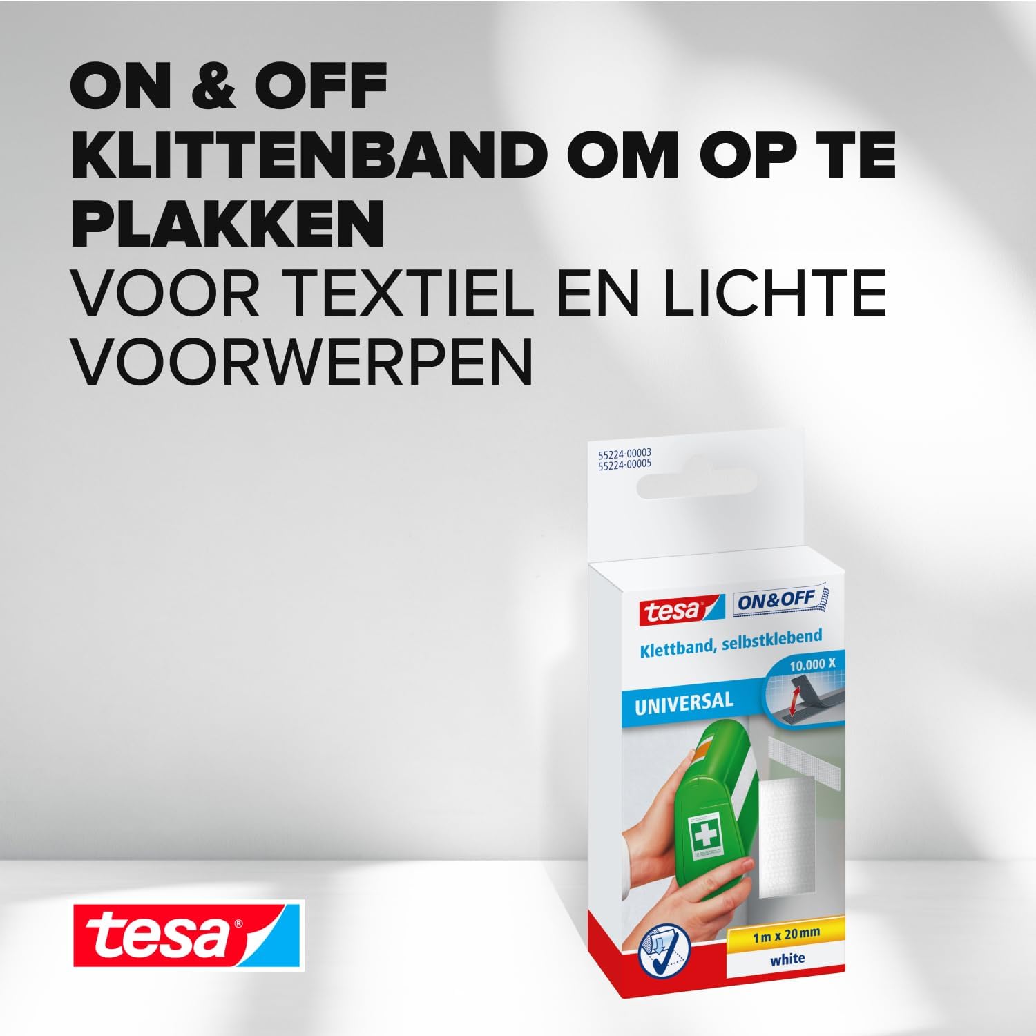 tesa® Klettband/55224-00003-00, weiB, 1mx20mm