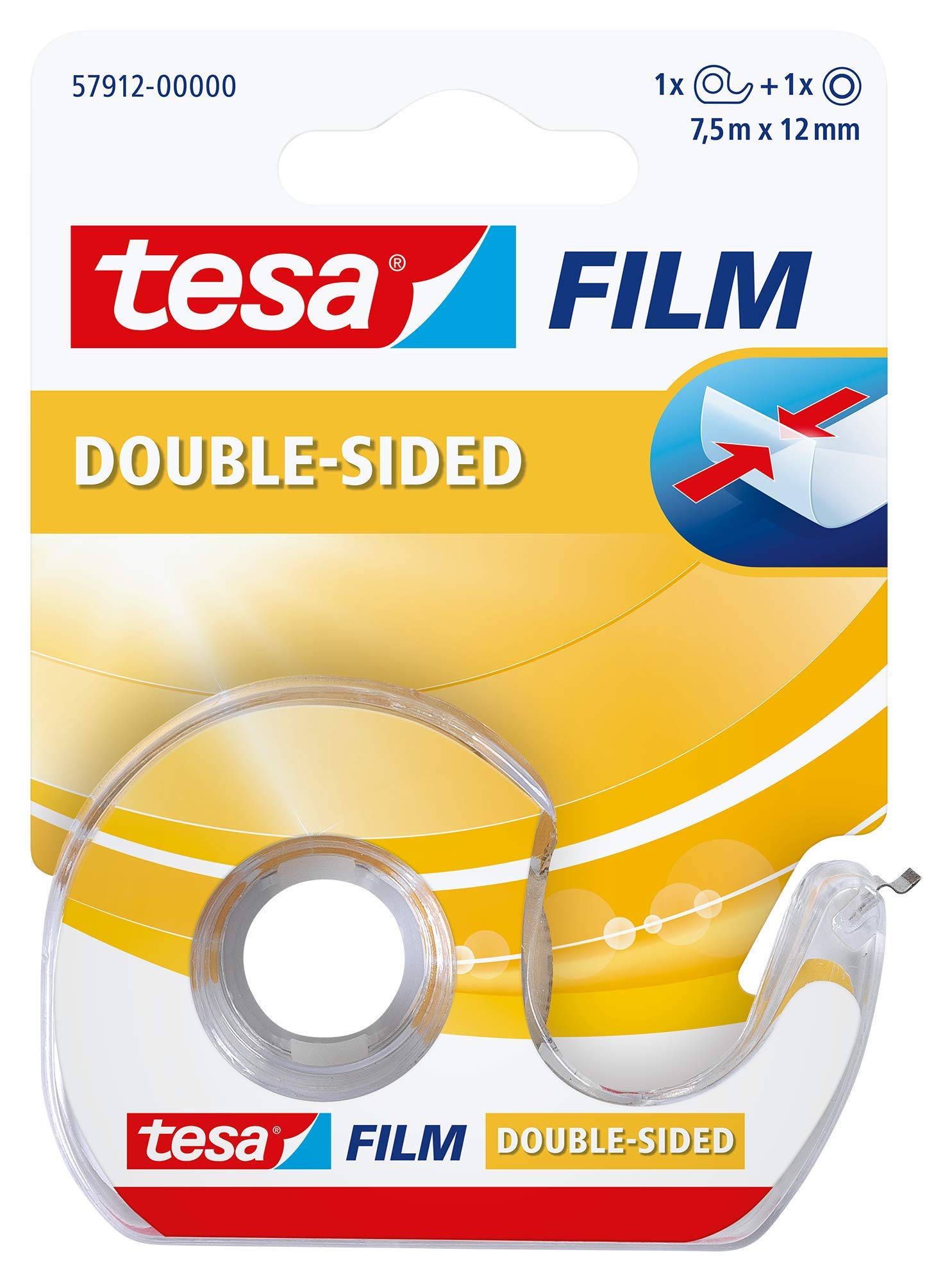 tesafilm Clear Double Sided Adhesive Tape for Arts and Crafts with dispenser 7.5m x 12mm