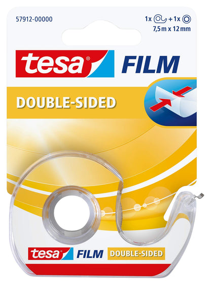 tesafilm Clear Double Sided Adhesive Tape for Arts and Crafts with dispenser 7.5m x 12mm