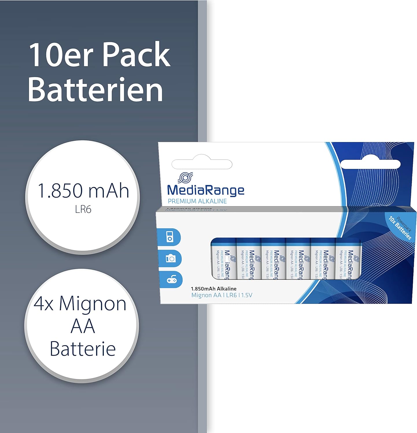 MediaRange Batterien Mignon AA LR6/MRBAT105 Inh. 1