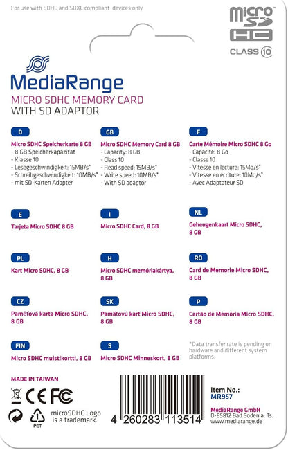 MediaRange Speicherkarte SDHC/MR963 16GB Geschwind