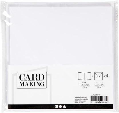 Kaarten en enveloppen, 15,2 x 15,2 cm, 4 sets Wit