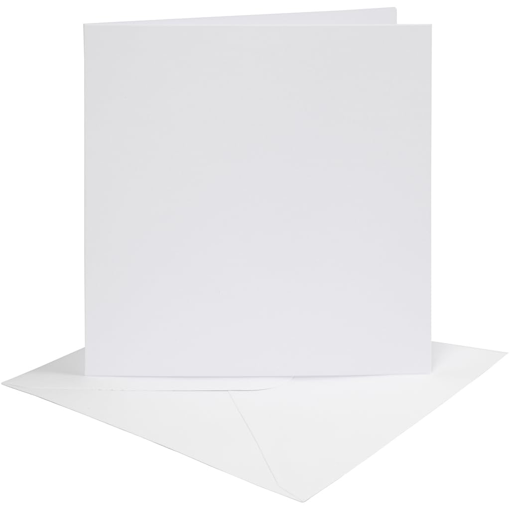 Kaarten en enveloppen, 15,2 x 15,2 cm, 4 sets Wit