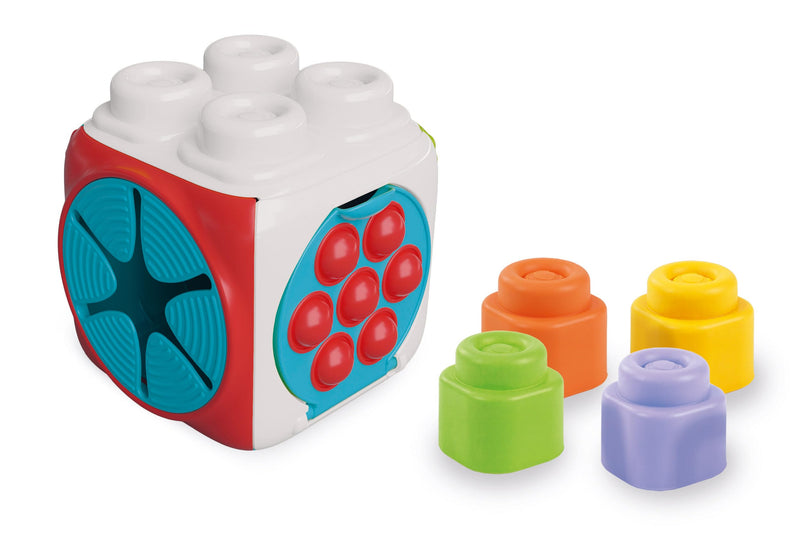 Clementoni Baby Soft Blocks - Clemmy Sensory Activity Cube - Soft Building Blocks, Clemmy Blocks for Kids 6 Months, Bricks Washable, Construction Set, Development & Activity Toy, Made In Italy, 17902