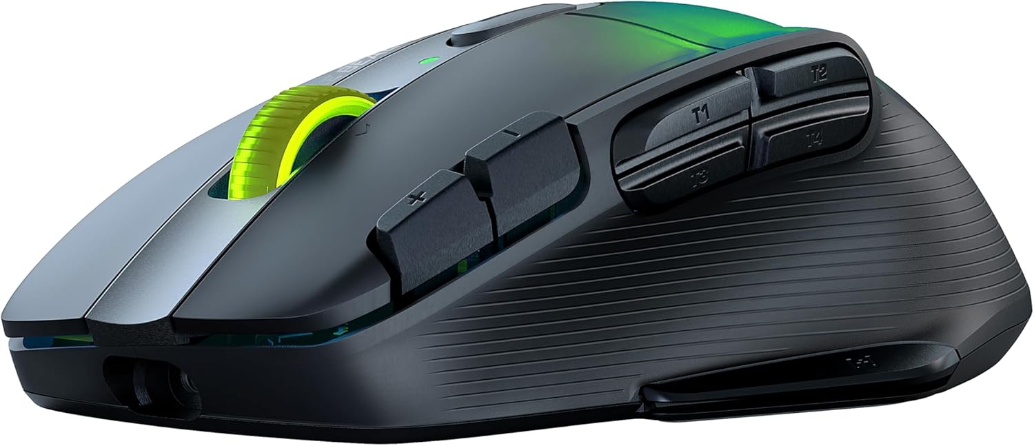 Turtle Beach Kone XP Air - Mouse de Juego RGB ergonómico inalámbrico Personalizable, Sensor óptico de 19,000 PPP, batería de 100 Horas de duración y Base de Carga