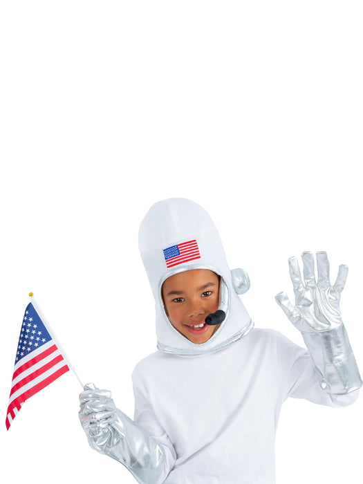 Smiffys Astronaut Kit Fabric Helmet, Gloves & Flag, Boys Fancy Dress, Child Dress Up Accessories